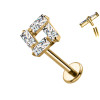 Piercing Labret in Titanio a Forma di Quadrato con Cristalli