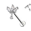 Piercing Trifoglio in Titanio con Cristallo e con Filettatura Interna