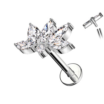 Piercing in Titanio a Forma di Fiore con Cristalli