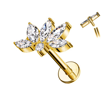 Piercing in Titanio a Forma di Fiore con Cristalli