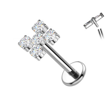 Piercing Labret in Titanio con Cristalli a Croce
