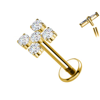Piercing Labret in Titanio con Cristalli a Croce