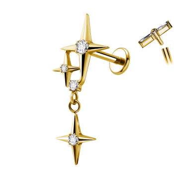 Titanium Labret Piercing with Snake and Crystal