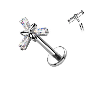 Piercing Labret in Titanio con Fiore con Cristalli