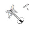 Piercing Labret in Titanio con Croce con Cristalli