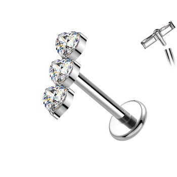 Piercing Labret in Titanio con Cuore con Cristalli