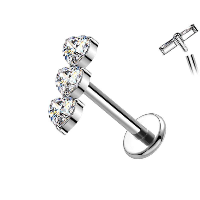 Piercing Labret in Titanio con Cuore con Cristalli
