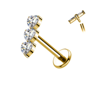 Piercing Labret in Titanio con Cuore con Cristalli