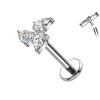 Piercing in Titanio con Fiore a Tre Petali di Cristalli a Goccia