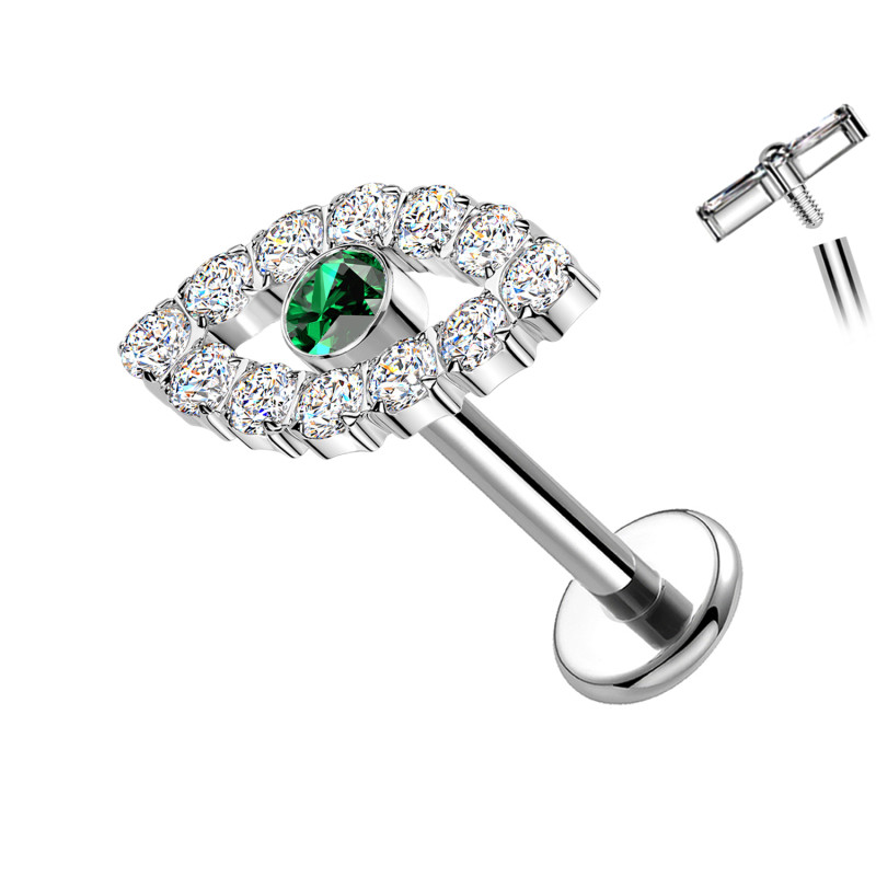 Piercing Labret in Titanio con Occhio con Cristallo