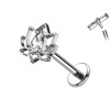 Titanium Labret Piercing with Lotus Flower with Crystal