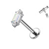 Piercing Labret in Titanio con Cristallo Rettangolare