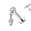 Piercing Labret in Titanio con Cristallo a Forma di Diamante