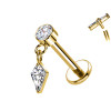 Piercing Labret in Titanio con Cristallo a Forma di Diamante
