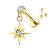 Titanium Labret Piercing with Star-Shaped Crystal