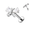 Piercing Labret in Titanio a Forma di Farfalla con Cristalli