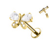 Piercing Labret in Titanio a Forma di Farfalla con Cristalli