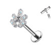 Piercing Labret in Titanio a Forma Astratta con Cristalli