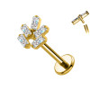Piercing Labret in Titanio a Forma Astratta con Cristalli