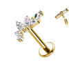 Piercing Labret in Titanio a Forma di Foglia con Cristalli