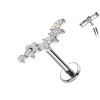 Titanium Flower Labret Piercing with Crystals
