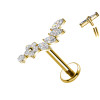 Titanium Flower Labret Piercing with Crystals