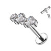 Piercing in Titanio a Forma Lineare con Cristalli Alternati
