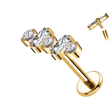 Piercing in Titanio a Forma Lineare con Cristalli Alternati