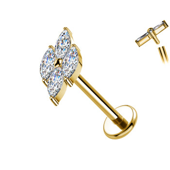 Piercing Labret in Titanio a Forma di Fiore con Quattro Petali