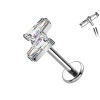 Piercing in Titanio a Doppia Barra con Cristalli Rettangolari