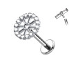 Piercing Labret in Titanio a Forma di Cerchio con Cristalli