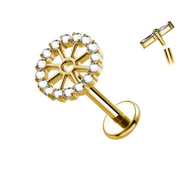 Piercing Labret in Titanio a Forma di Cerchio con Cristalli