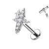 Piercing Labret in Titanio a Forma di Croce con Cristalli