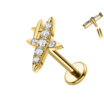 Piercing Labret in Titanio a Forma di Croce con Cristalli