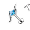 Piercing Labret in Titanio a Forma Curva con Cristallo Quadrato