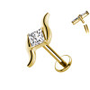 Piercing Labret in Titanio a Forma Curva con Cristallo Quadrato