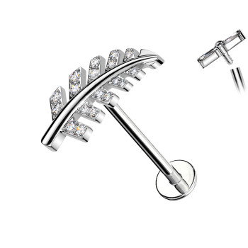 Piercing Labret in Titanio a Forma Foglie