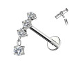 Piercing Labret In Titanio Con 3 Cristalli con Pedente
