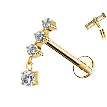 Piercing Labret In Titanio Con 3 Cristalli con Pedente