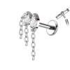 Piercing Labret In Titanio Con 3 Cristalli con Catene