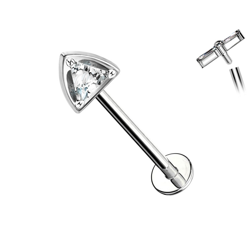 Titanium Piercing Labret with Triangular Crystal
