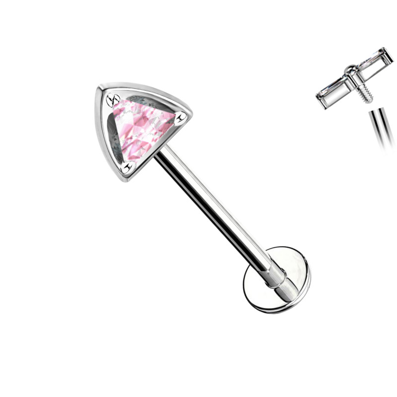 Titanium Piercing Labret with Triangular Crystal