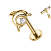 Titanium Labret Piercing with Dolphin-Shaped Crystal
