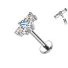 Piercing Labret in Titanio con Cristallo Rectangolare