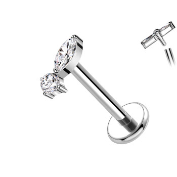 Piercing Labret in Titanio con Cristallo a Due Dimensioni