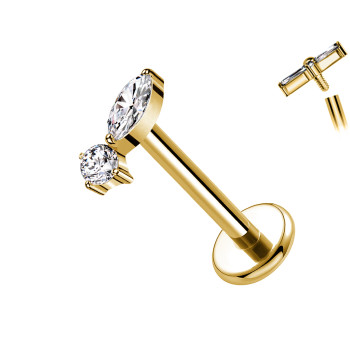 Piercing Labret in Titanio con Cristallo a Due Dimensioni
