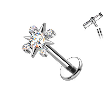 Piercing Labret in Titanio con Cristallo a Forma di Stella