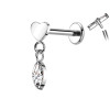 Titanium Labret Piercing with Heart-Shaped Crystal