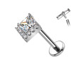 Titanium Labret Piercing with Square Crystal