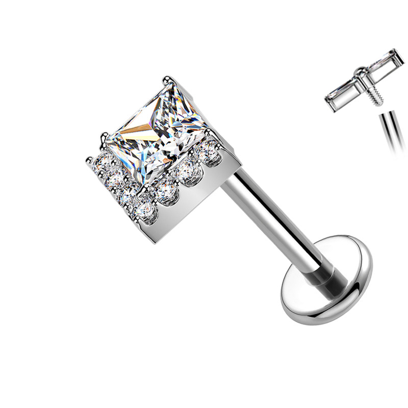 Titanium Labret Piercing with Square Crystal